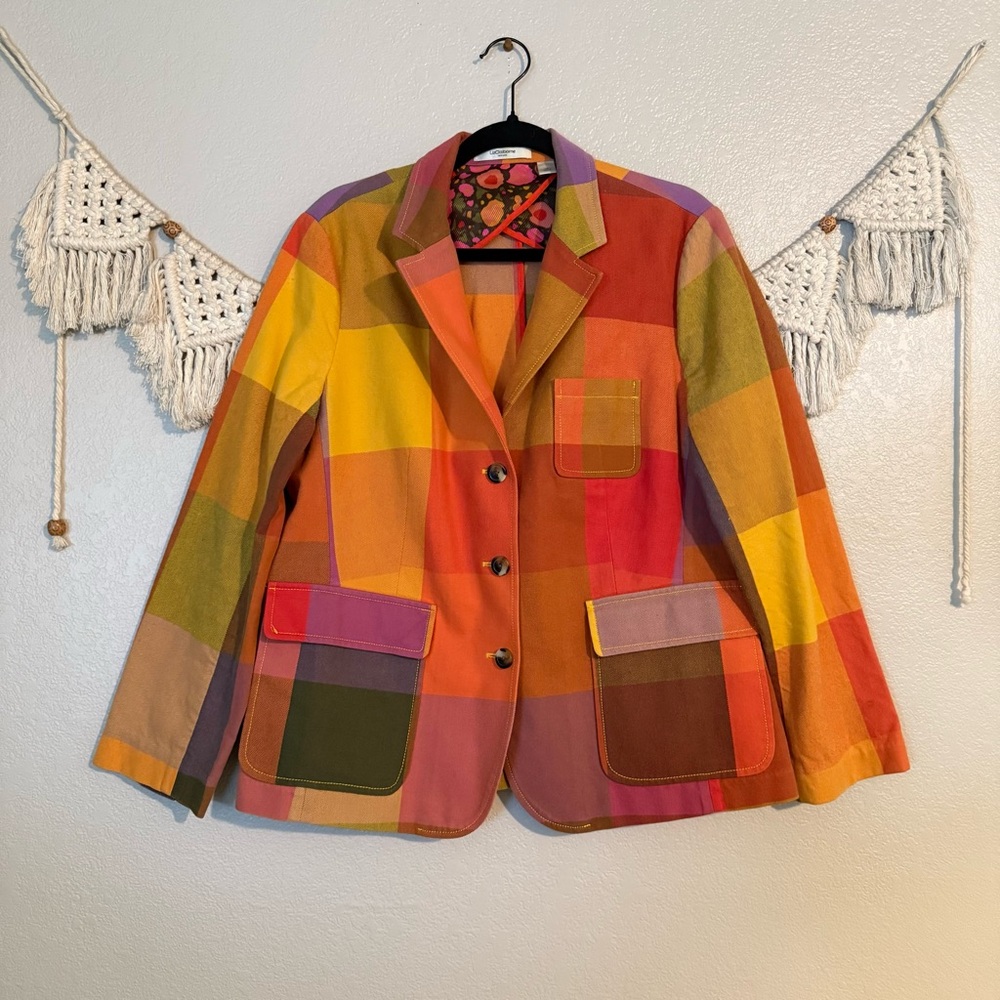 Liz Caliborne‎ Multicolor Checkered Patchwork Blazer Size 14